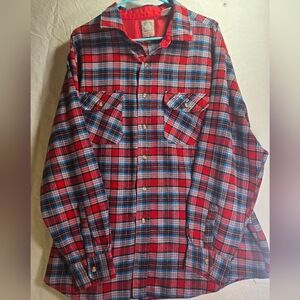 Vintage Outdoor Exchange Plaid Flannel Button Up Mens XL Blue Red Acrylic